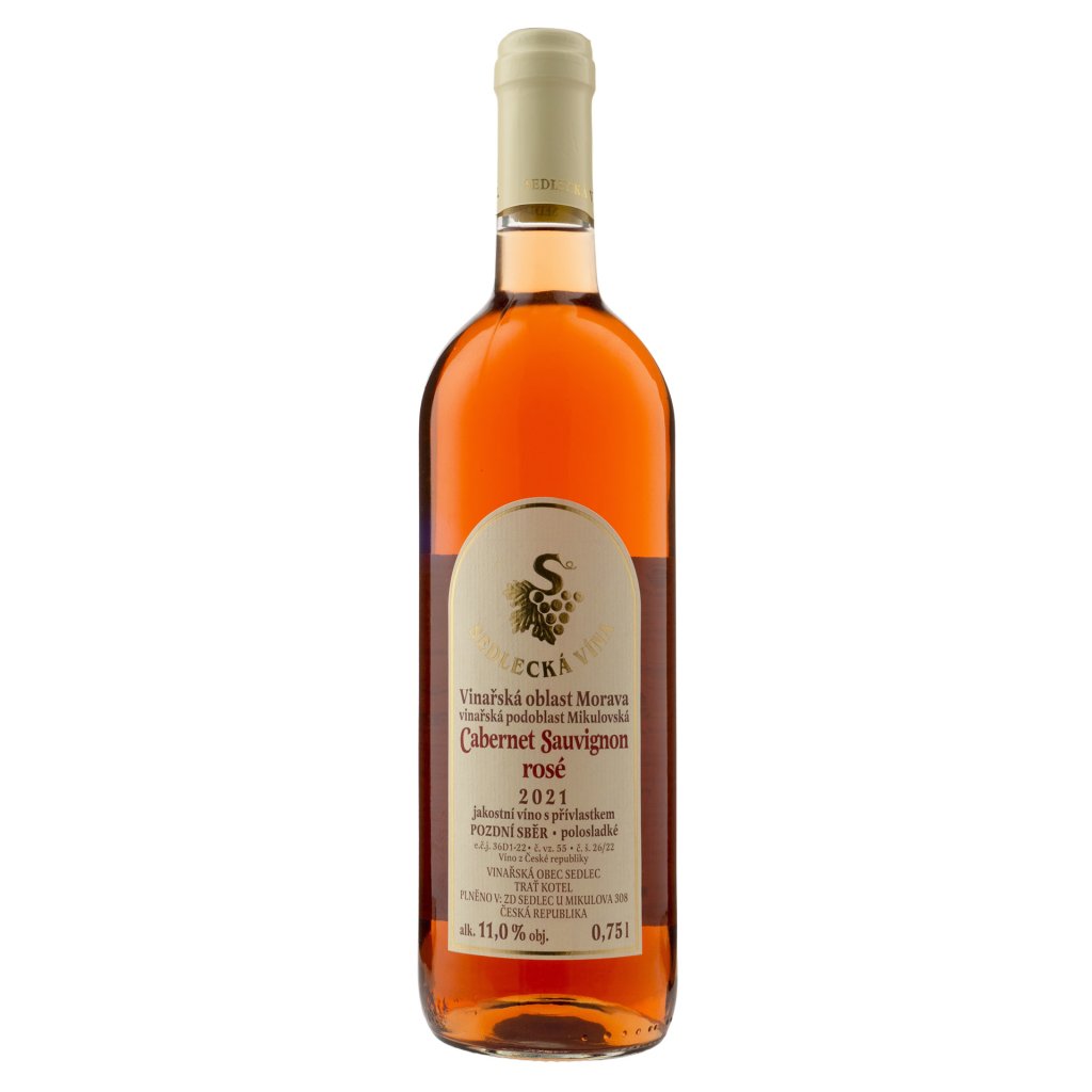 Cabernet Sauvignon rosé 2021, polosladké, Sedlecká vína