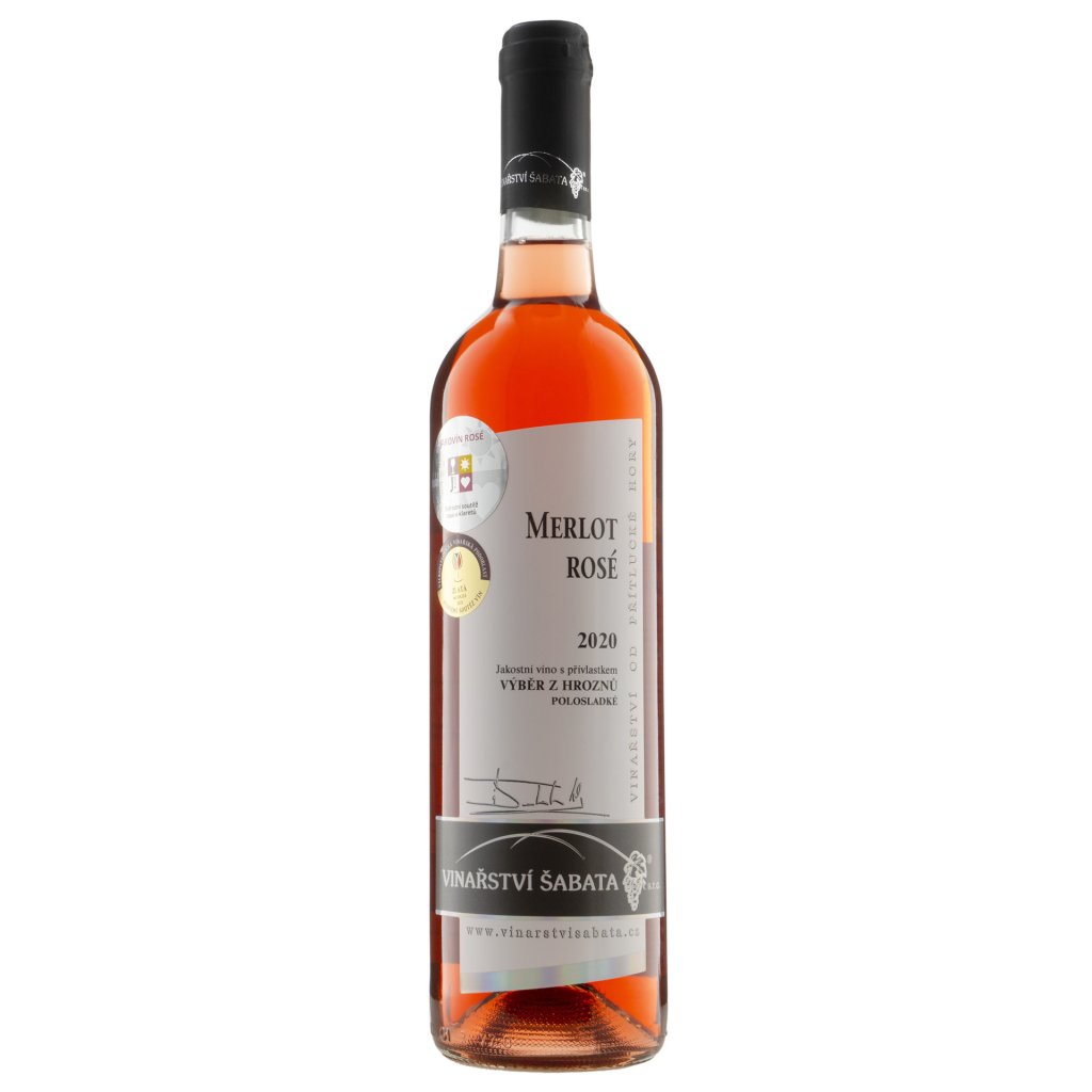 Merlot Rosé 2020, polosladké, Vinařství Šabata