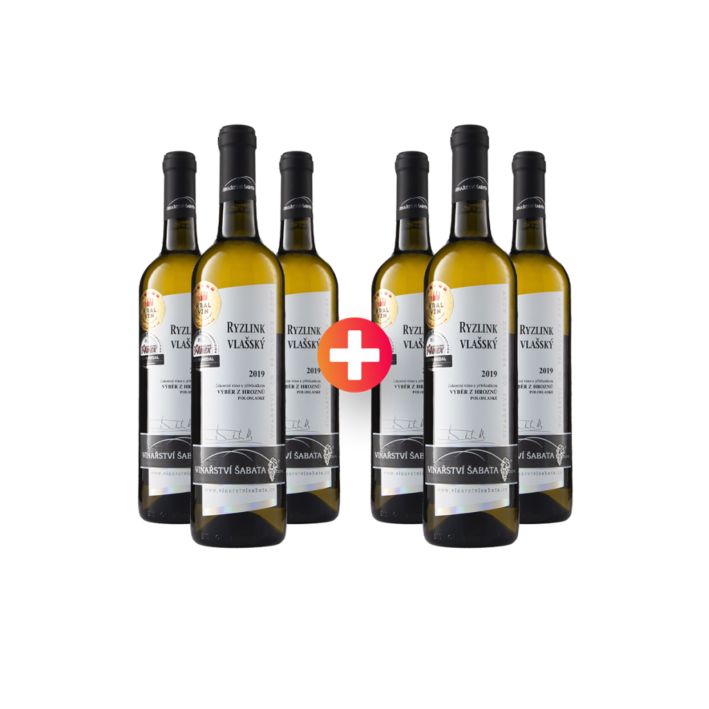 3 + 3  ZDARMA Ryzlink vlašský 2019, polosladké, Vinařství Šabata